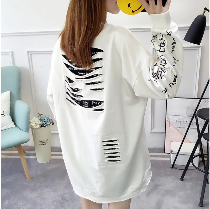 Comprar #4807 estudiante de moda coreana suelta tamaño grande Hip Hop sudadera Harajuku Streetwear chándal mujer blanco Negro amarillo rosa