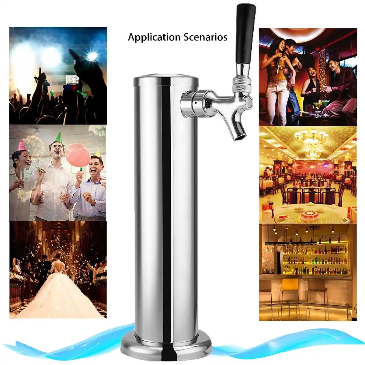 YKPuii Chrome Polished Stainless Steel Beer Tower Tap Single Faucet