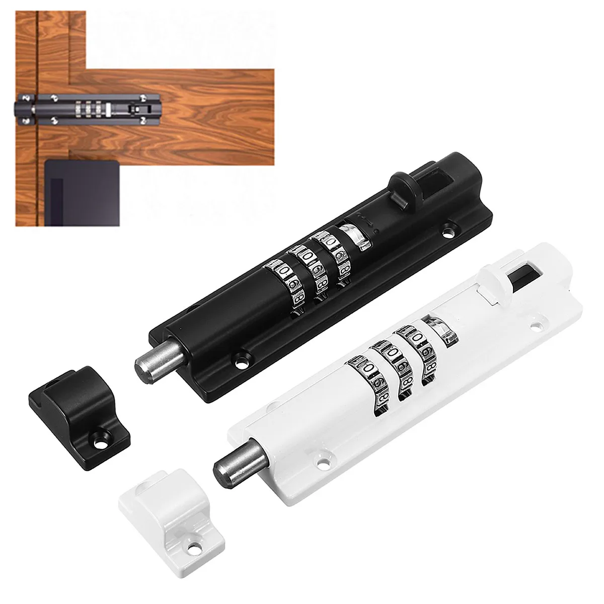

for Horizontal Vertical Door Bolt Lock Sliding Combination Code Resettable For Gate Shed Garage Cabinet Safety Black White