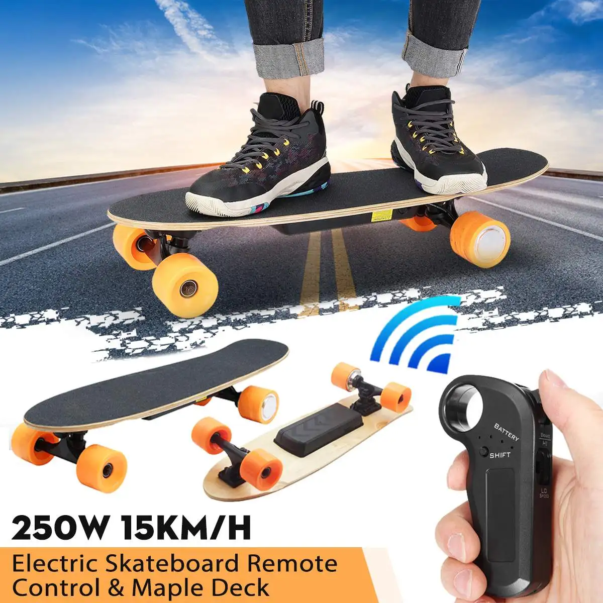 

Electric Skateboard Four-wheel Longboard Skate Board Maple Deck Wireless Remote Controll Skateboard Wheels For Adult Children
