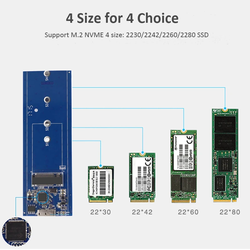 Кабель преобразователь жёсткого диска ult best NVMe PCIe M.2 SSD в USB 3 1 Type C Gen2 10