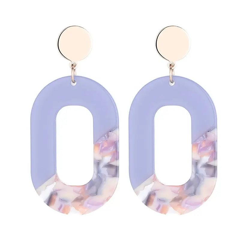 

2019 Special Offer New Trendy Resin Earing Brincos Lbxzl Fashion Tortoiseshell Earrings Multi Color Shaped Ellipse Minimalist