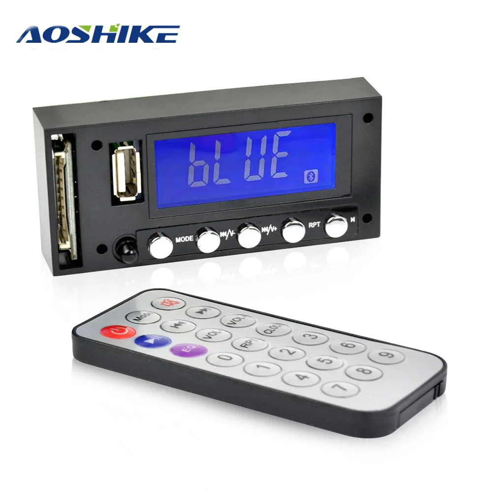 Плата декодирования AOSHIKE Bluetooth MP3 синий экран стерео выход FM USB SD MMC WAV декодер