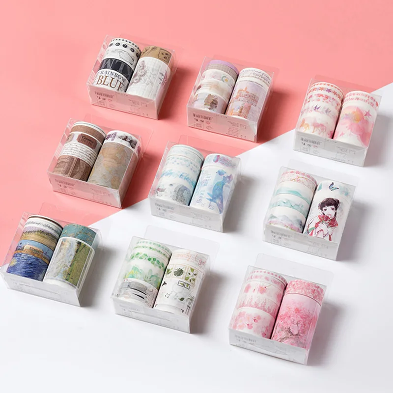 

9Pcs Cute Cherry Washi Tape Set Kawaii Van Gogh Masking Tape Decorative Adhesive Tape For Kids Scrapbooking Diary Photos Albums