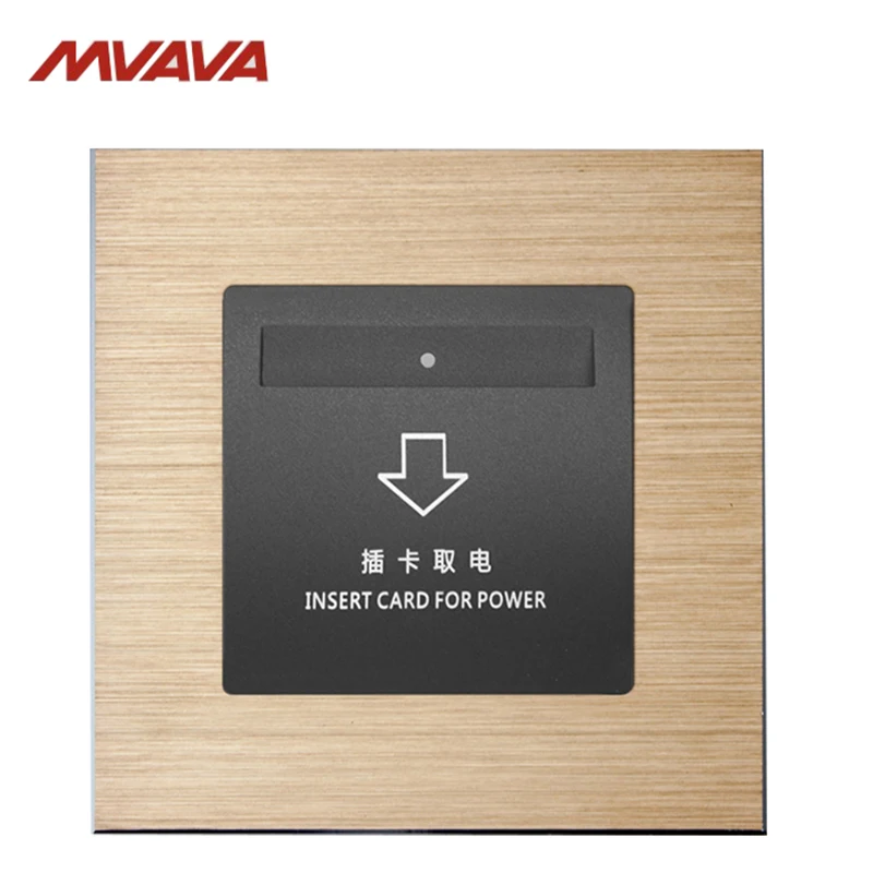 

MVAVA Insert Hotel Card Electrical Supply Wall Decorative Socket Card Power Receptacle Luxury Alumimum Brusted Free shipping