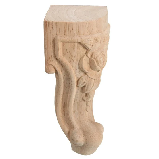 

15*6cm Wood Carved Onlay Frame Decor Furniture Table Craft Unpainted Door Decor Wall Art