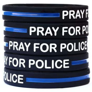 

100pcs Police lives matter blue thin line wristbands pray for police wristband bracelet bangle wrist bands