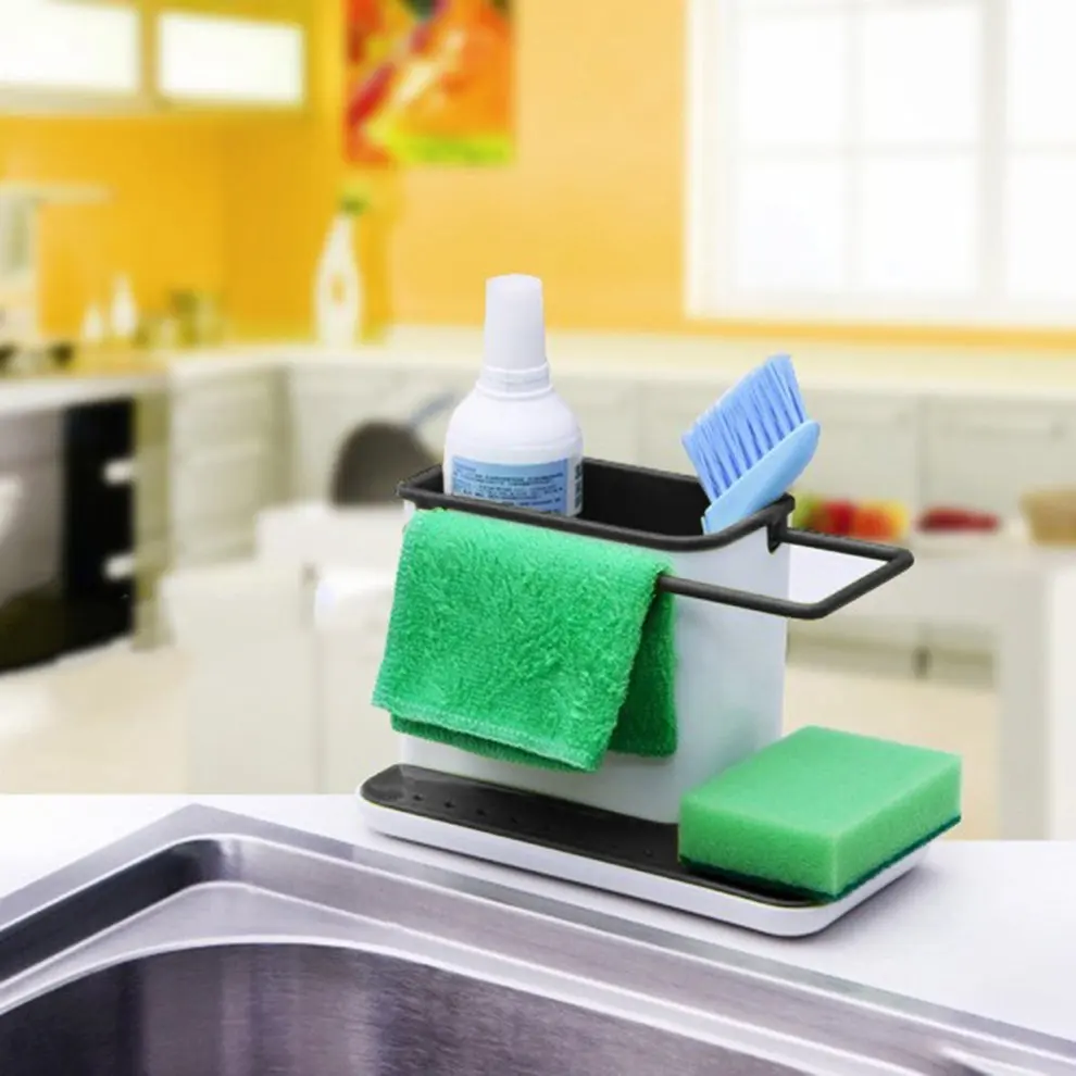 Household Kitchen Sink Drains Rack Organizer Brush Towel Holder PP Dish