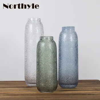

Modern blue glass vase for home decoration green flower vase for wedding floor vase christmas decoration