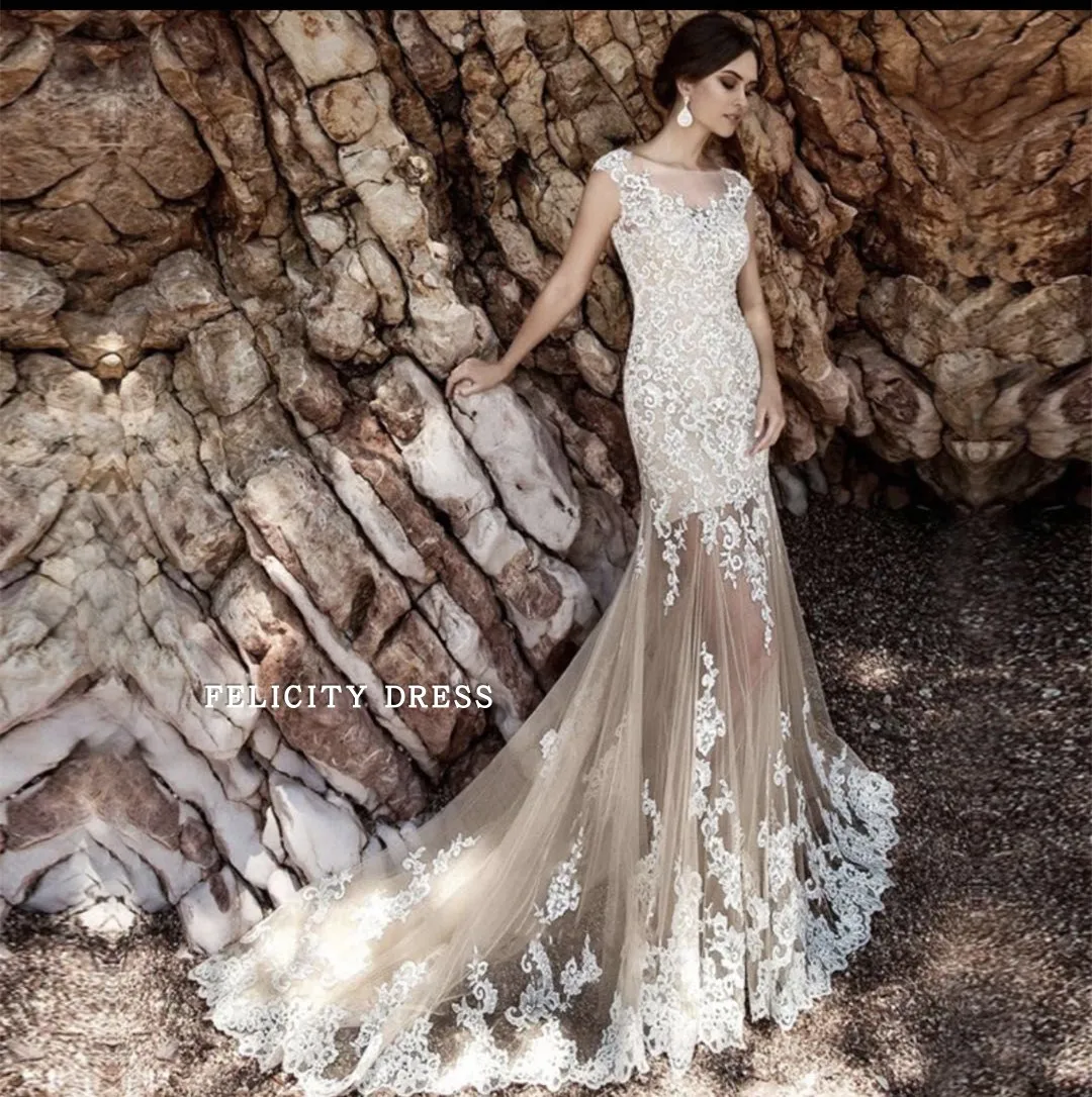 Vestido de noiva 2019 сексуальное кружевное свадебное платье прозрачное русалки