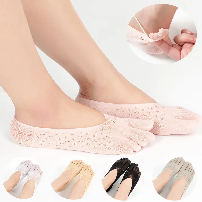 

New Women Yoga Socks Anti-slip Five Fingers Backless Silicone Non-slip Five Toe Socks Ballet Gym Fitness Sports Socks For Female