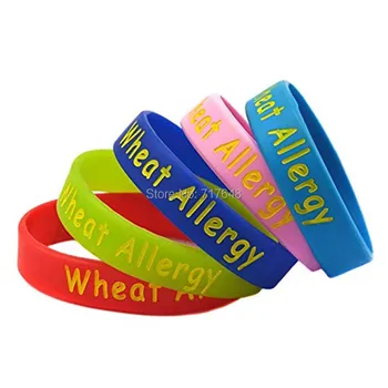 

100pcs Alert! Wheat Allergy wristband silicone bracelets free shipping by epacket A