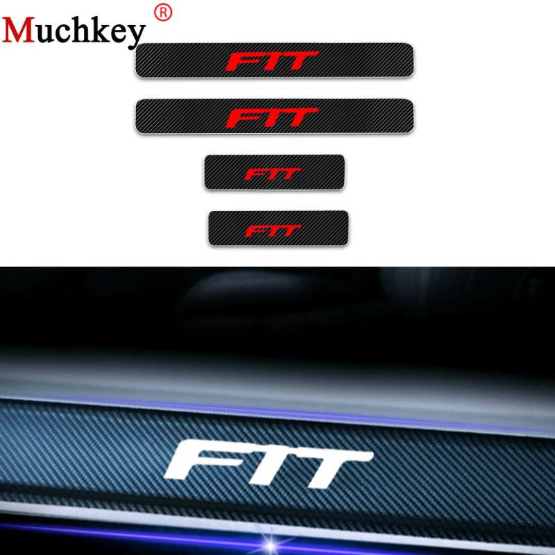 

4Pcs Car Door Sill Scuff Plate For Honda Fit Door Threshold Guard 4D Carbon Fiber Vinyl Sticker Protector Car Sticker Auto Part