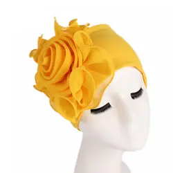Женский эластичный большой цветок тюрбан Эластичные аксессуары для волос ткань Африканский тюрбан Boho головной убор шапка Хемо женский
