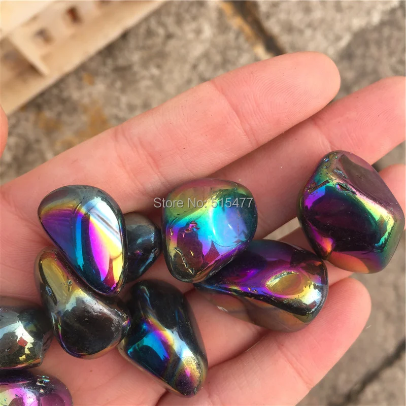 

500g Wholesale Rainbow Aura Quartz Crystal Tumbled Stones Titanium Coated