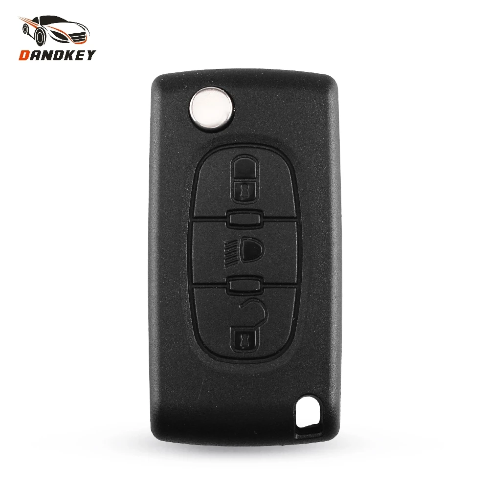 

Dandkey 3 Button Flip Remote Car Key Case Shell For Peugeot 207 406 307 308 408 107 Citroen C2 C3 C4 C5 C6 C8 HU83 Blade CE0523