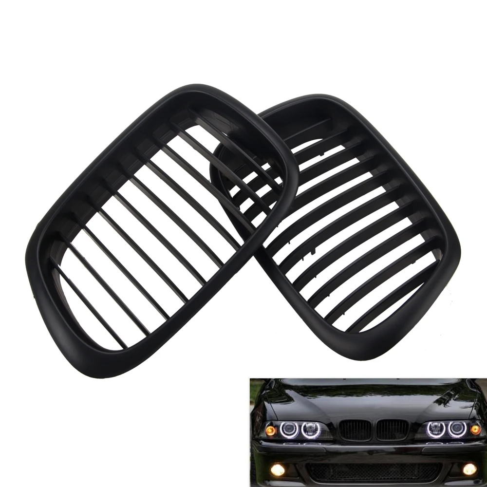 

For 1997-2003 BMW E39 525 530 540 M5 Matte Flat Black Front Bumper Kidney Center Grille Grill Euro Sport