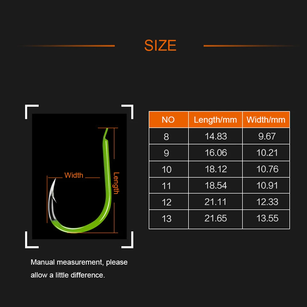 50 шт. высокоуглеродистой стали светящиеся рыболовные крючки из углеродистой стали светится ночью рыболовные Крючки#8/#9/#10/#11/#12/#13