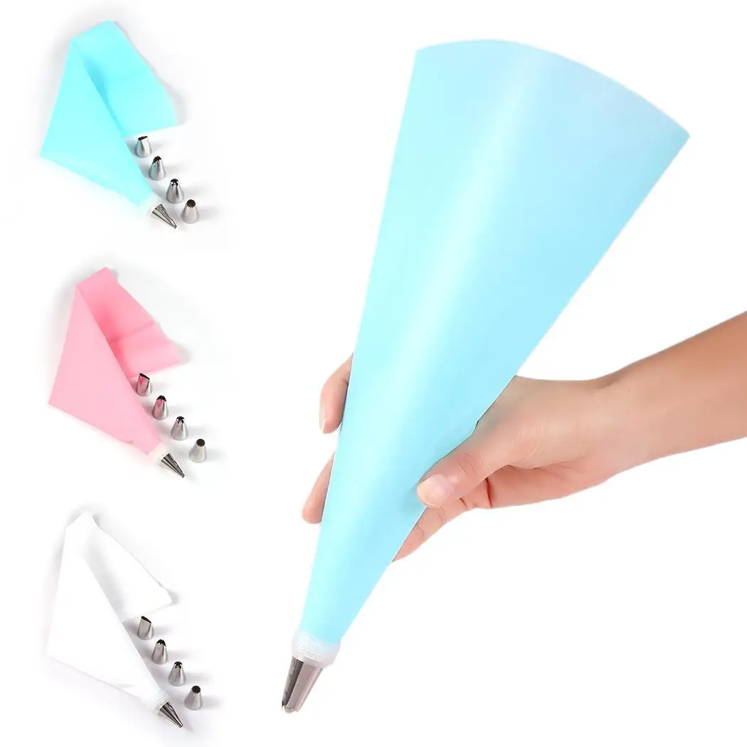 

1PC Icing Piping Cream Pastry Bag 6 Stainless Steel Nozzle Set DIY Cake Decorating Tips Set 3 Colors