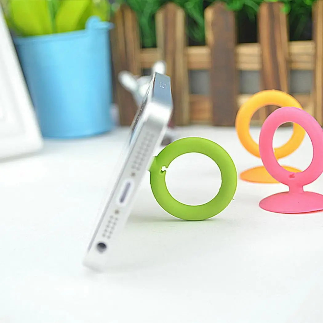 candy color round shaped Silicone Finger Ring Mobile Phone Stand Holder for iPhone Samsung Huawei Xiaomi Smart Phones Universal