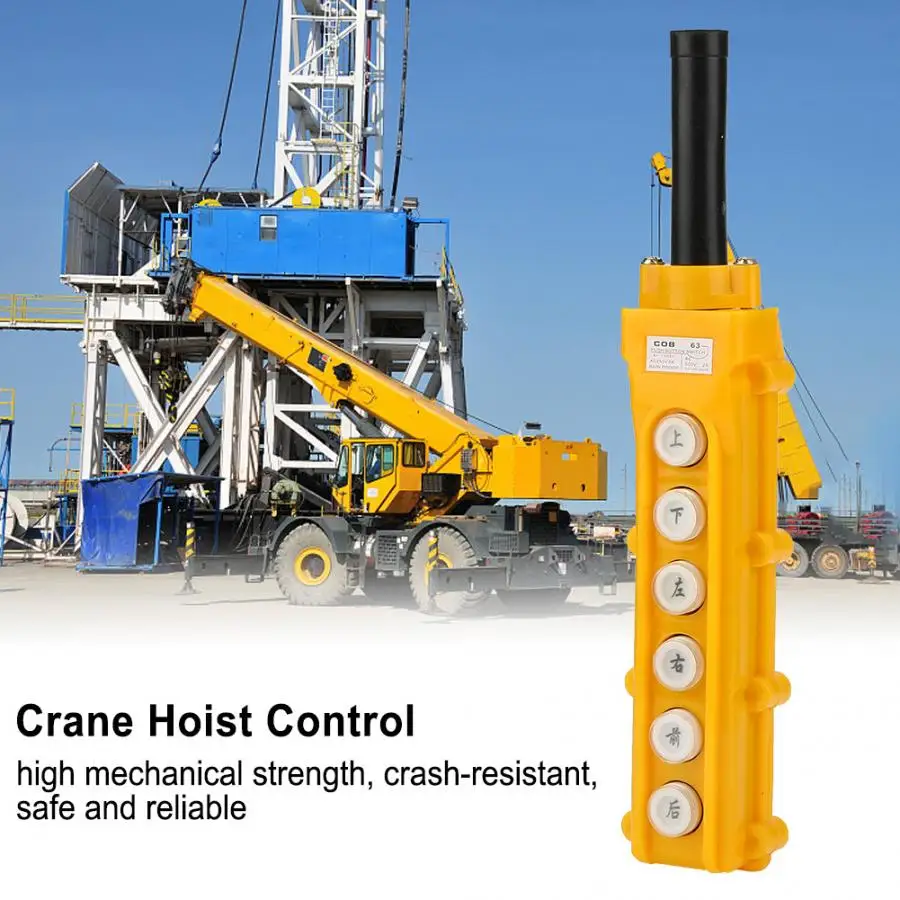 

6-channel Push Button Switch Lifting Pendant Control switch Rainproof Controller Hoist interruptor Crane Chain Control switch