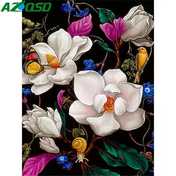 

AZQSD 5D DIY Diamond Mosaic Flower Cross Stitch Crafts Picture Of Rhinestones Diamond Painting Floral Cross Stitch Wall Art
