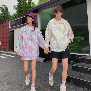 

Spring New Thin Jacket Men Fashion Gradient Color Casual Hooded Jacket Man Streetwear Trend Wild Hip Hop Loose Bomber Jacket