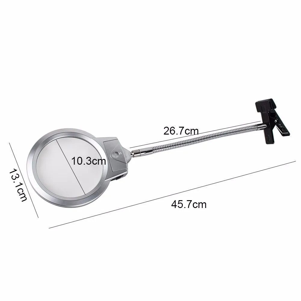 Tanie 2.5X107 MM 5X24 MM klip na LED oświetlające światło Tabletop pulpit blat lampy biurko wzmacniacz odczytu powiększające lupa szkło