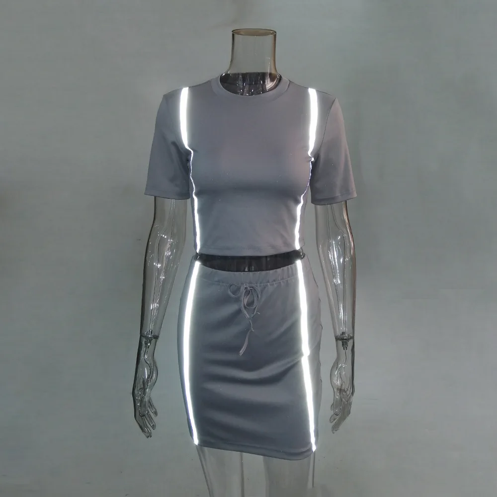 Для женщин Повседневное укороченный топ и юбка комплект из 2 предметов Shine Fashion 2019