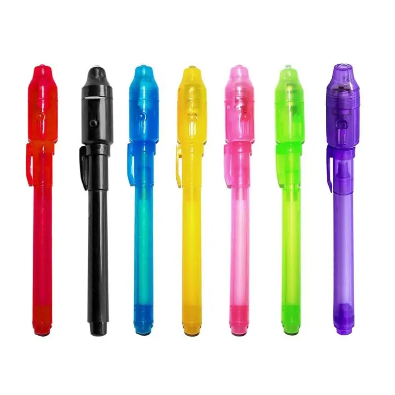 2 в 1 светящийся светильник, Невидимая ручка с чернилами, УФ-ручка для проверки денег, для детей, для рисования, для секретного обучения, Обучающие волшебные ручки, несколько цветов