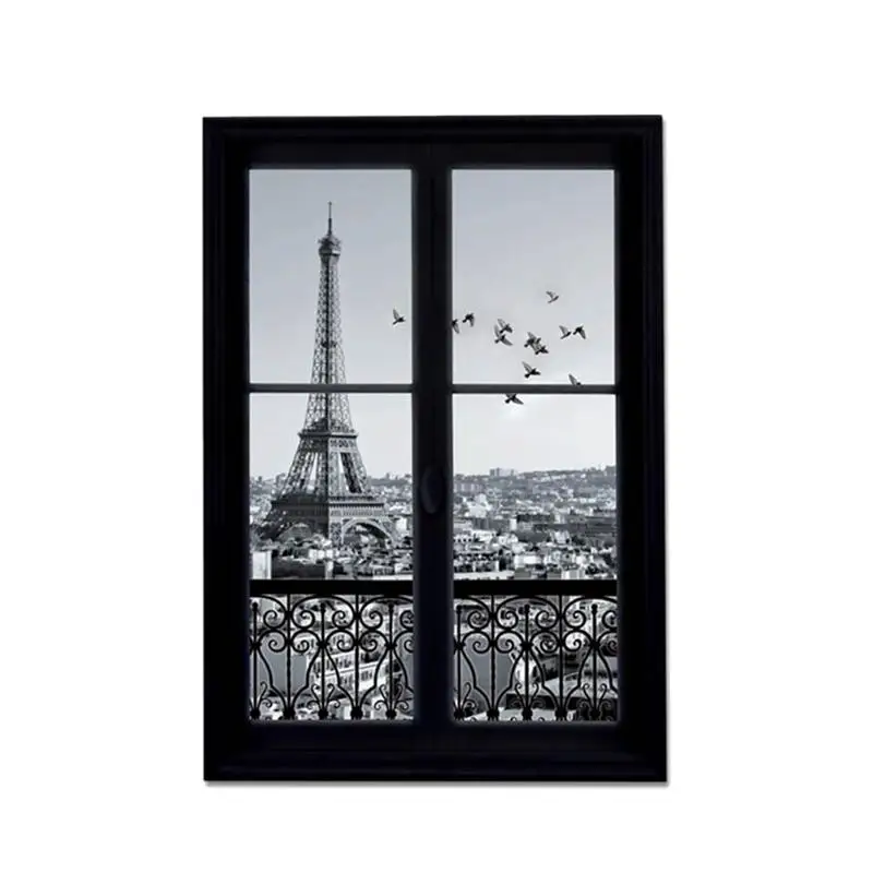 1Pc Wall Decals Paris City Removable 3D Window Eiffel Tower Wall