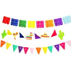 Единорог вечерние бумажные баннеры красочные треугольные Висячие мексиканские вечерние карнавальные вечерние украшения для торта на