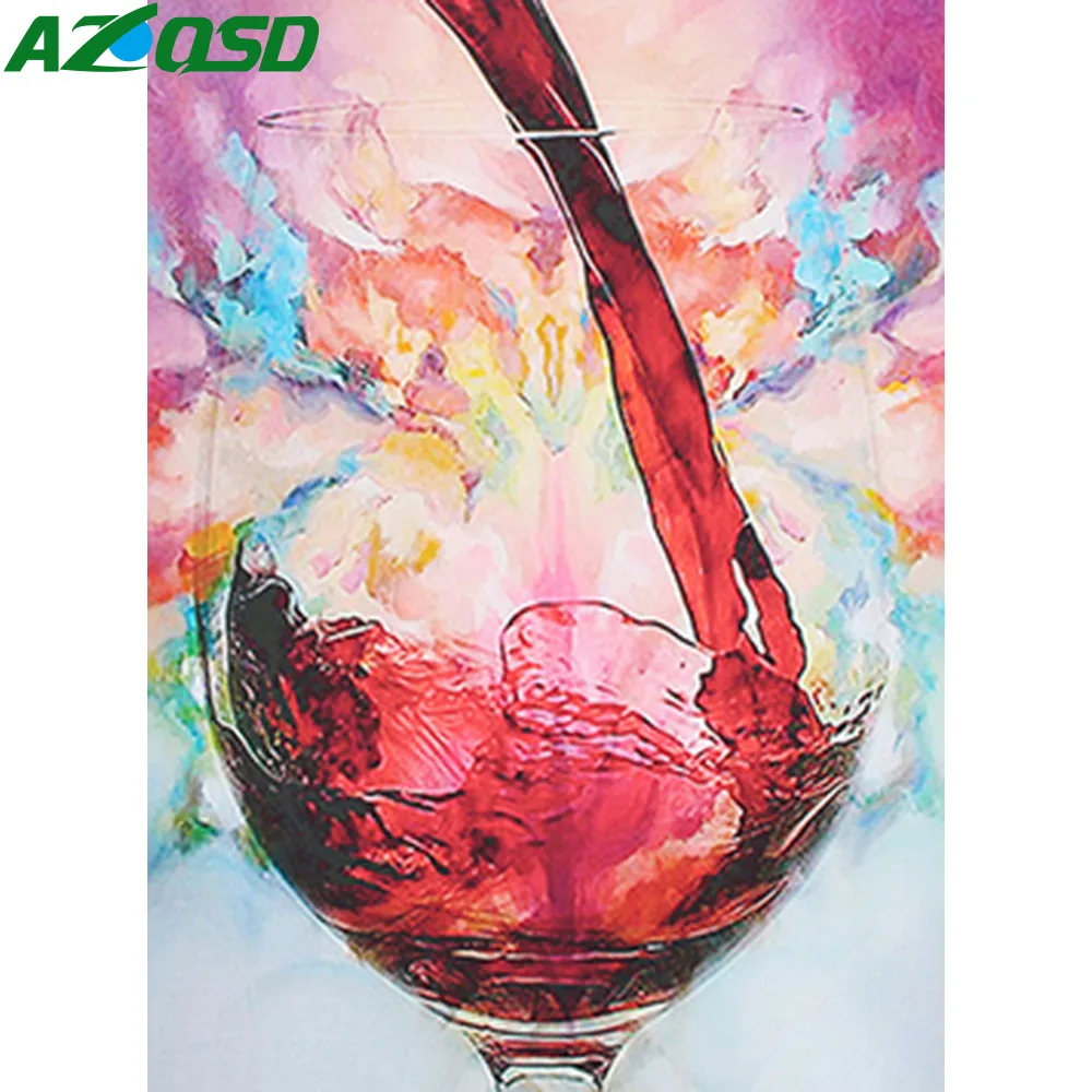 

AZQSD Diamond Painting Red Wine Glass Scenery 5D DIY Rhinestones Diamond Mosaic Full Square Drill Diamond Embroidery Home Decor