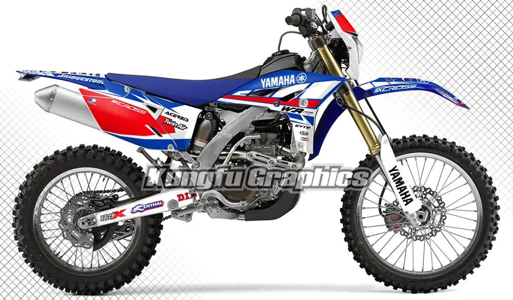

KUNGFU GRAPHICS Self Adhesive Stickers Red Blue Custom Motorbike Decals for Yamaha WR 450 F WR 450F WR450F 2012 2013 2014 2015