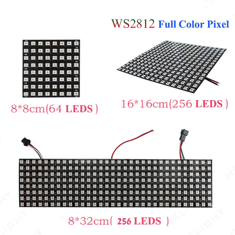 

WS2812B RGB Led pixel panel screen 8x8/16x16/8x32 pixels 5V full color individually addressable 5050 Rgb Digital Flexible Panel