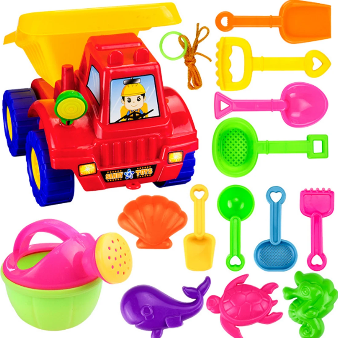 

Hot 14Pcs Kids Plastic Beach Sand Toy Set Shovels Rakes Watering Pot Educational Toy Summer Outdoor Fun - Color Random