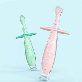 

2PCS Kids Silicone Toothbrush 2 Colors Protection Gums Wear High Temperature Aging Resistant Large / Small Toothbrushes