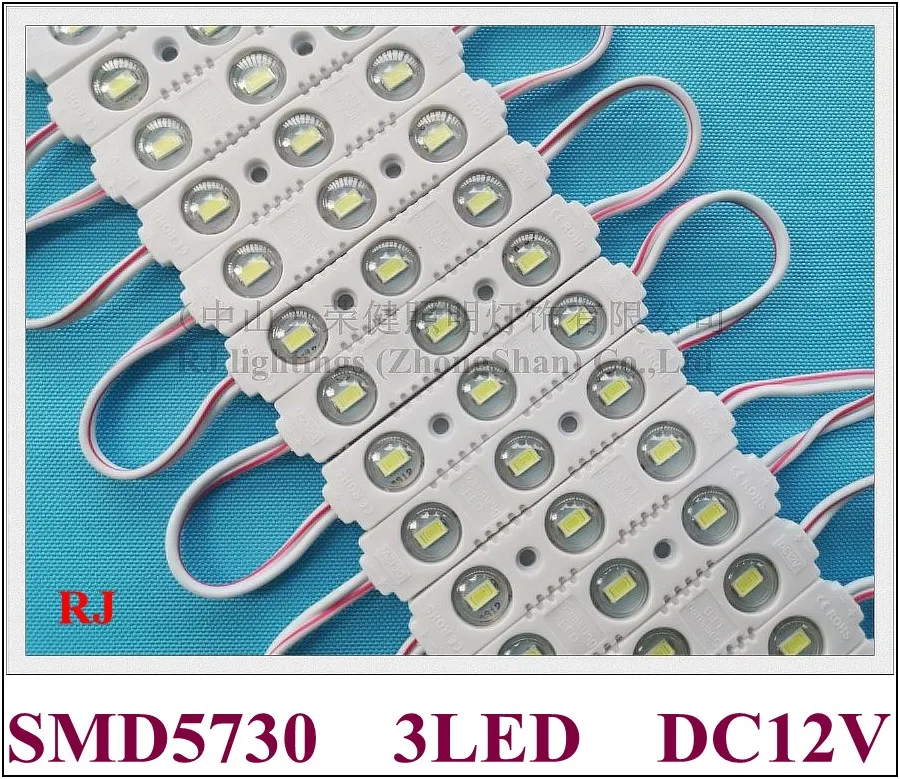 

LED light module injection 5730 LED module for sign DC12V 70mm*15mm SMD 5730 3 LED 1.2W 120lm factory price 2 year warranty