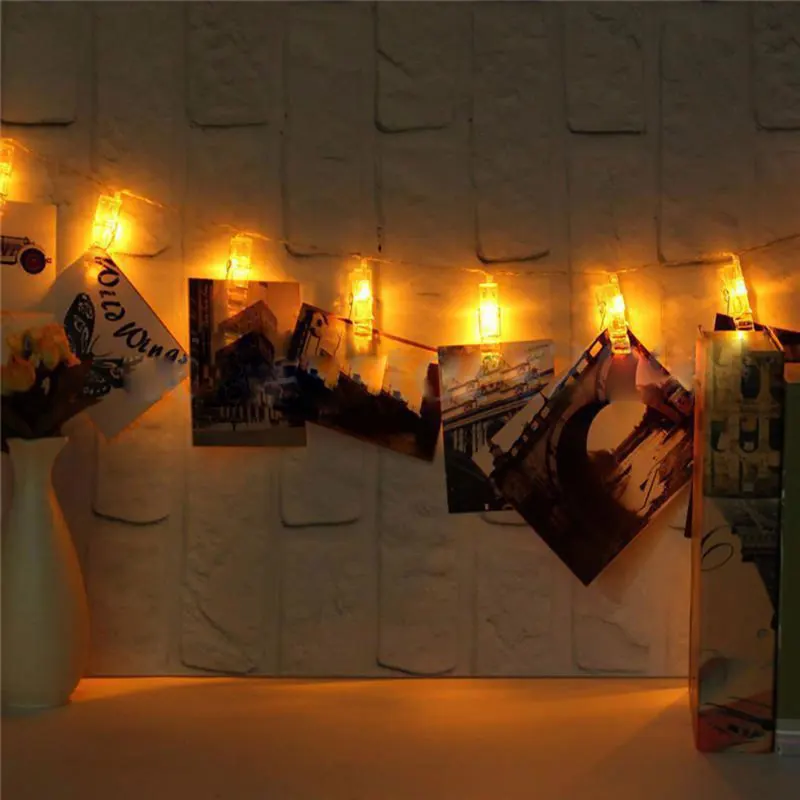 

10/20/30 LED Battery Powered Photo Clip String Lights Bedroom Indoor Home Party Card Holder Fairy Light Photo Wall Decoration 37