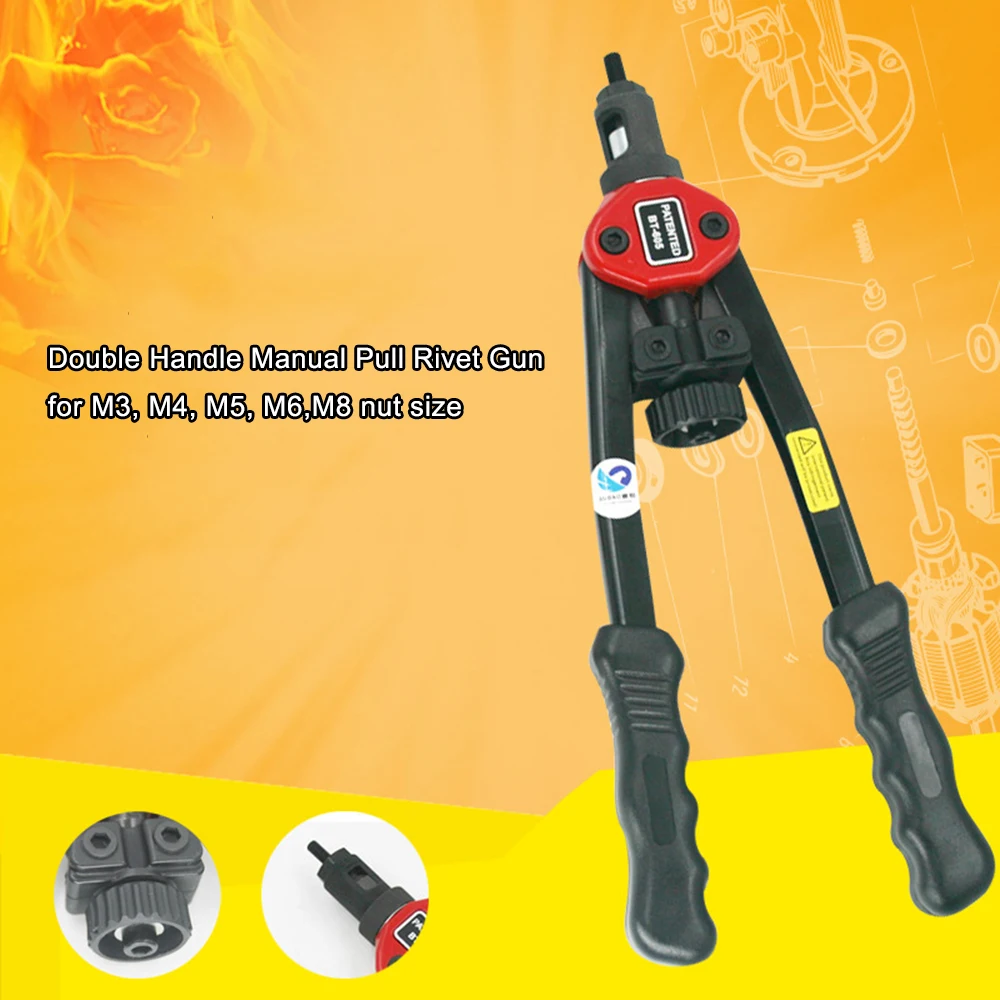 

Double Handle Riveter Guns Manual Pull Rivet Pull Cap Gun Pull Rivet Woodworking Hand Tools For M3 M4 M5 M6 M8 Nut Size