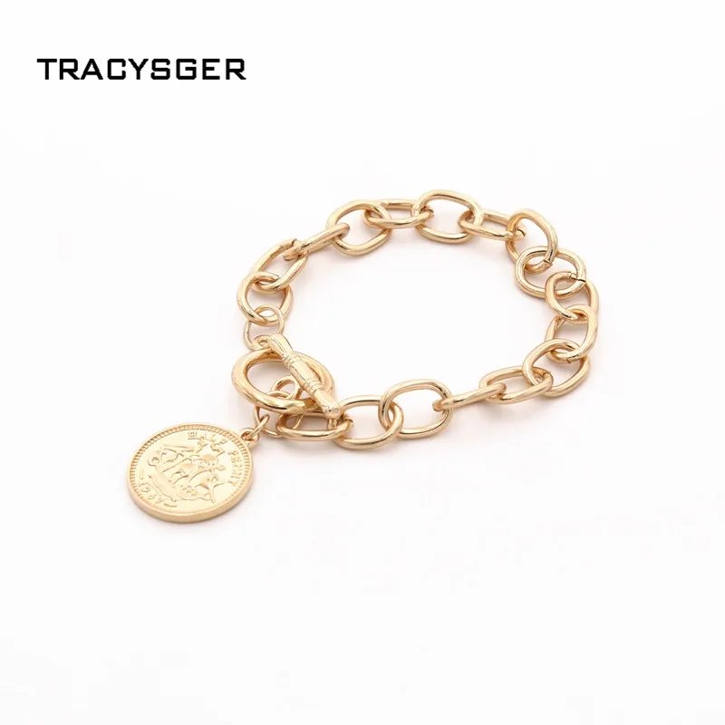 

AL-SL30514/TRACYSGER/Queen coin lock charm big wrist adjustable chain Bracelet
