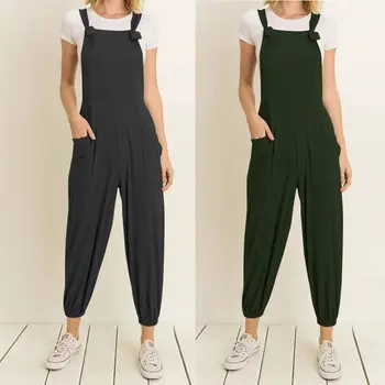 

Celmia Plus Size Overalls Women Jumpsuits 2020 Summer Sleeveless Backless Harem Pants Rompers Casual Lace Up Trousers Playsuits