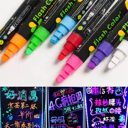 Flash Цвет Highlighter ручки стираемые маркеры для светодио дный рукописный Люминесцентная доска специальные плакат маркеры милые канцелярские