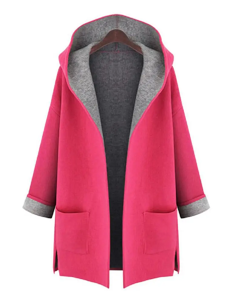 Women Slim Woolen Windbreaker Coat Cardigan Female Trench