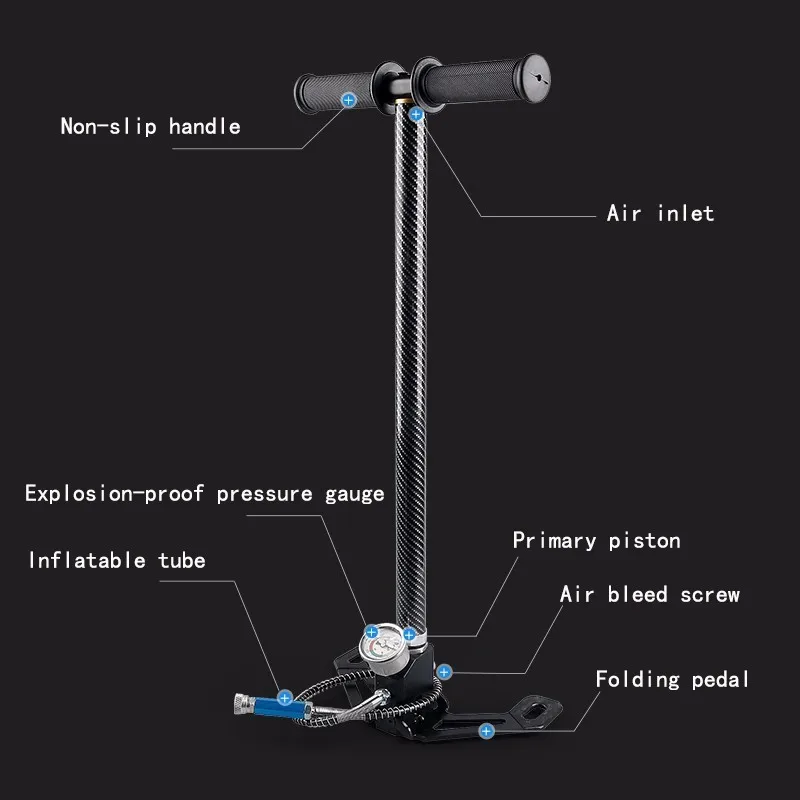 300 бар 30 мпа 4500psi 3 этап PCP высокое давление компрессор Надувное, ручной насос для воздушного насоса пистолет/автомобиль/мотоцикл/велосипед