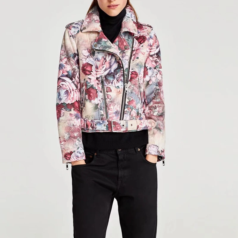 

Spring Clothes Floral Suede Jacket Women 2019 Faux Leather Zipper Biker Motorcycle Jacket Punk Coat Streetwear Chaqueta Mujer