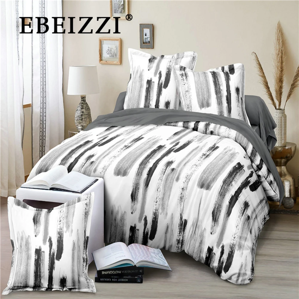 EBEIZZI Zip Closure Down Comforter Quilt Cover(1 Duvet Cover + 2 Pillow Shams)(King White) | Дом и сад