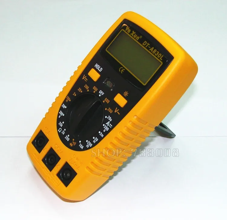 YAXUN мультиметр A830L AC/DC цифровой электронный измеритель, тестер инструмент цифровой мультиметр с ЖК-дисплеем задний светильник 500 В