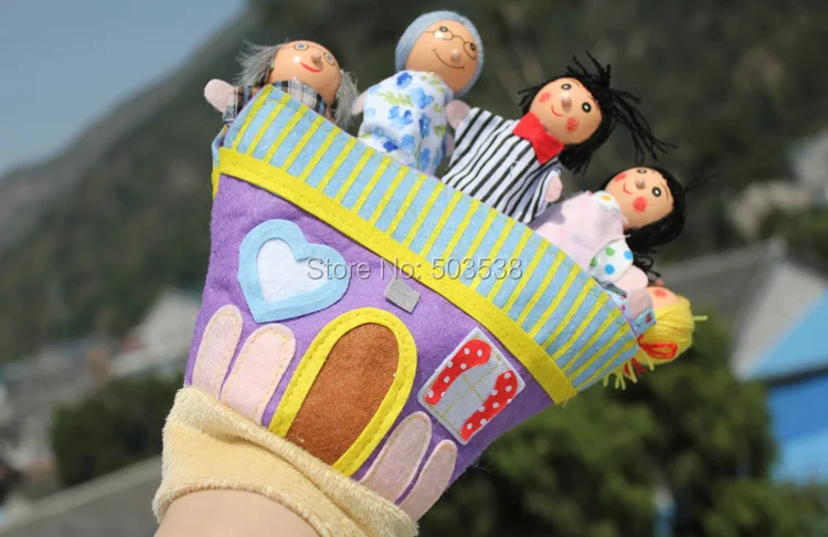 1 шт./лот, семья из пяти ручных кукол, Мультяшные пальчиковые куклы, Ранние развивающие игрушки, фантастическая игрушка, подарок на день рождения, подарок для ребенка