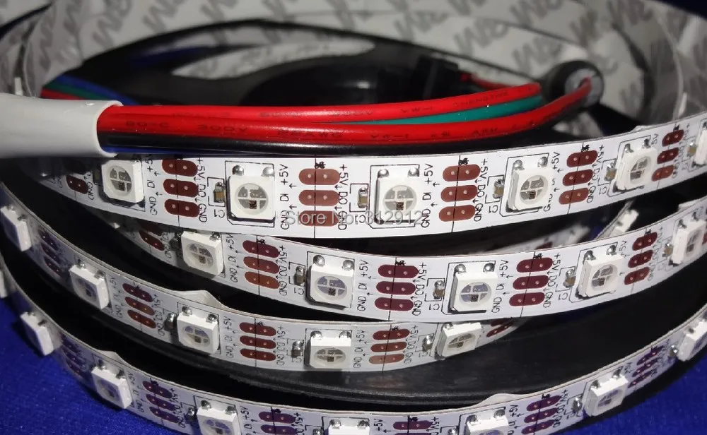 4 м DC5V WS2812B привело пикселей Srip, не водонепроницаемый, 60 шт. WS2812B/м с 60 пикселей; Белый печатной платы, только 4PIN